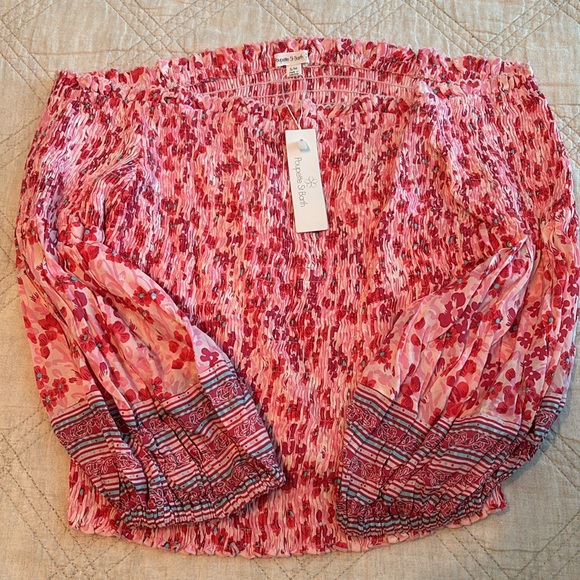 Poupette St. Barths Ariel off the shoulder crop top NWT - Picture 4 of 4